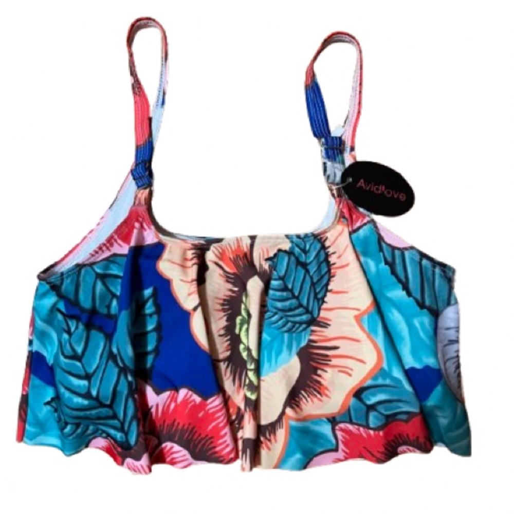 NWT Avidlove Floral Bikini Top Size Small